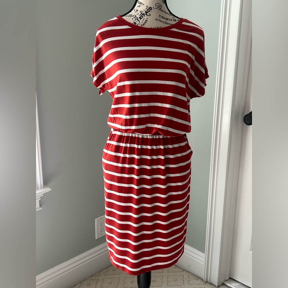 Banana Republic Striped Stretchy Dress | XS | Pockets | Preowned | See Video
